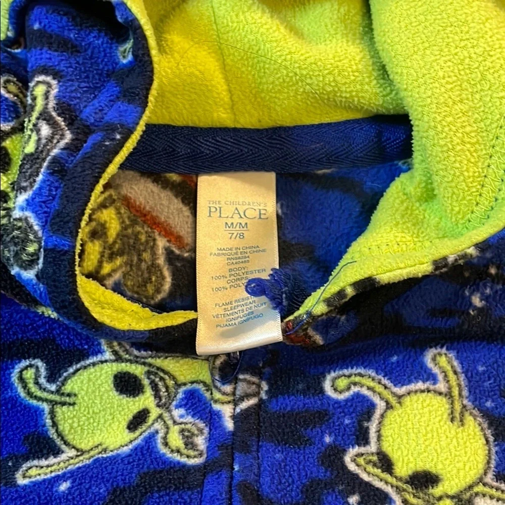 Blue Alien Print Onesie Pajamas Size M/M 7/8
